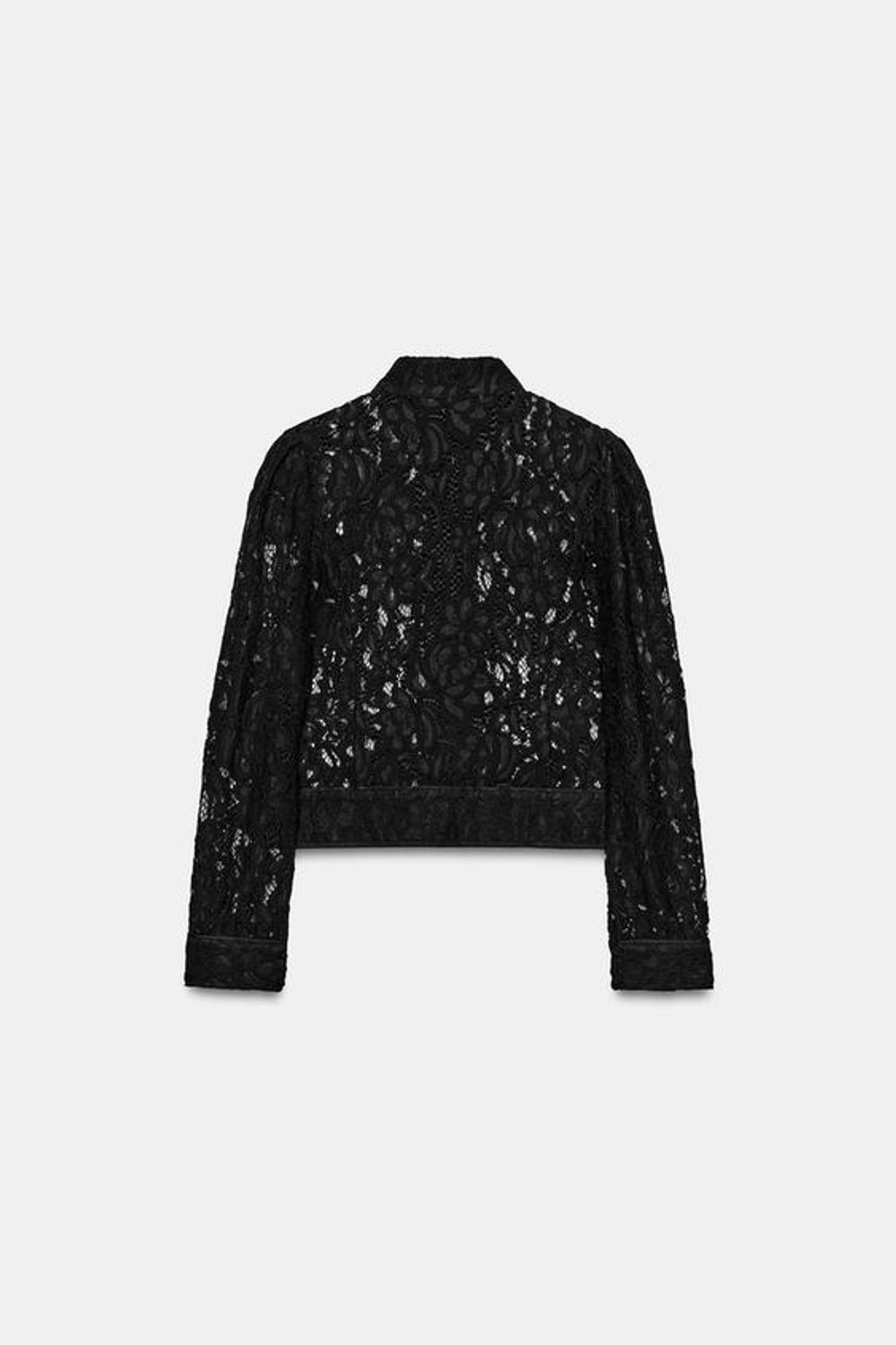 ZARA БЛЕЙЗЕР ИЗ КРУЖЕВА — ZW COLLECTION, ЧЕРНЫЙ
