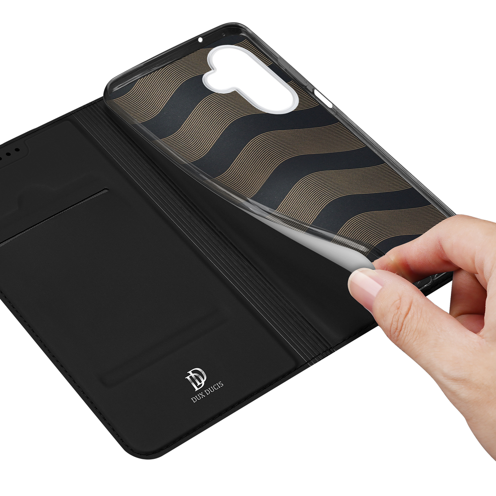 Чехол книжка из кожи черного цвета для Samsung Galaxy A27, серия Skin Pro Series от Dux Ducis
