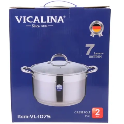 Кастрюля из нержавеющей стали VICALINA 6,3л, индукция, VL-1075