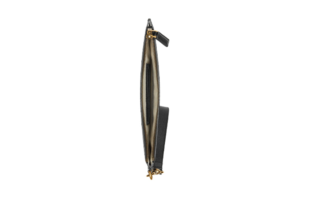 GUCCI Marmont Grain Leather Clutch Men"s Black