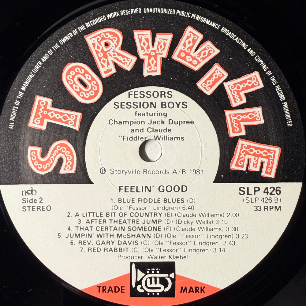 Fessors Session Boys Featuring Champion Jack Dupree & Claude "Fiddler" Williams ‎– Feelin' Good (Дания 1981г.)