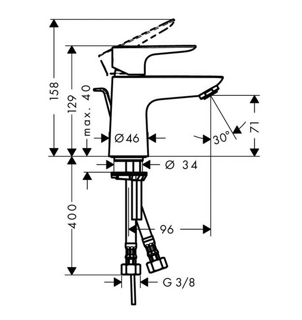 Смеситель для раковины Hansgrohe Talis E 80 71700000 с донным клапаном