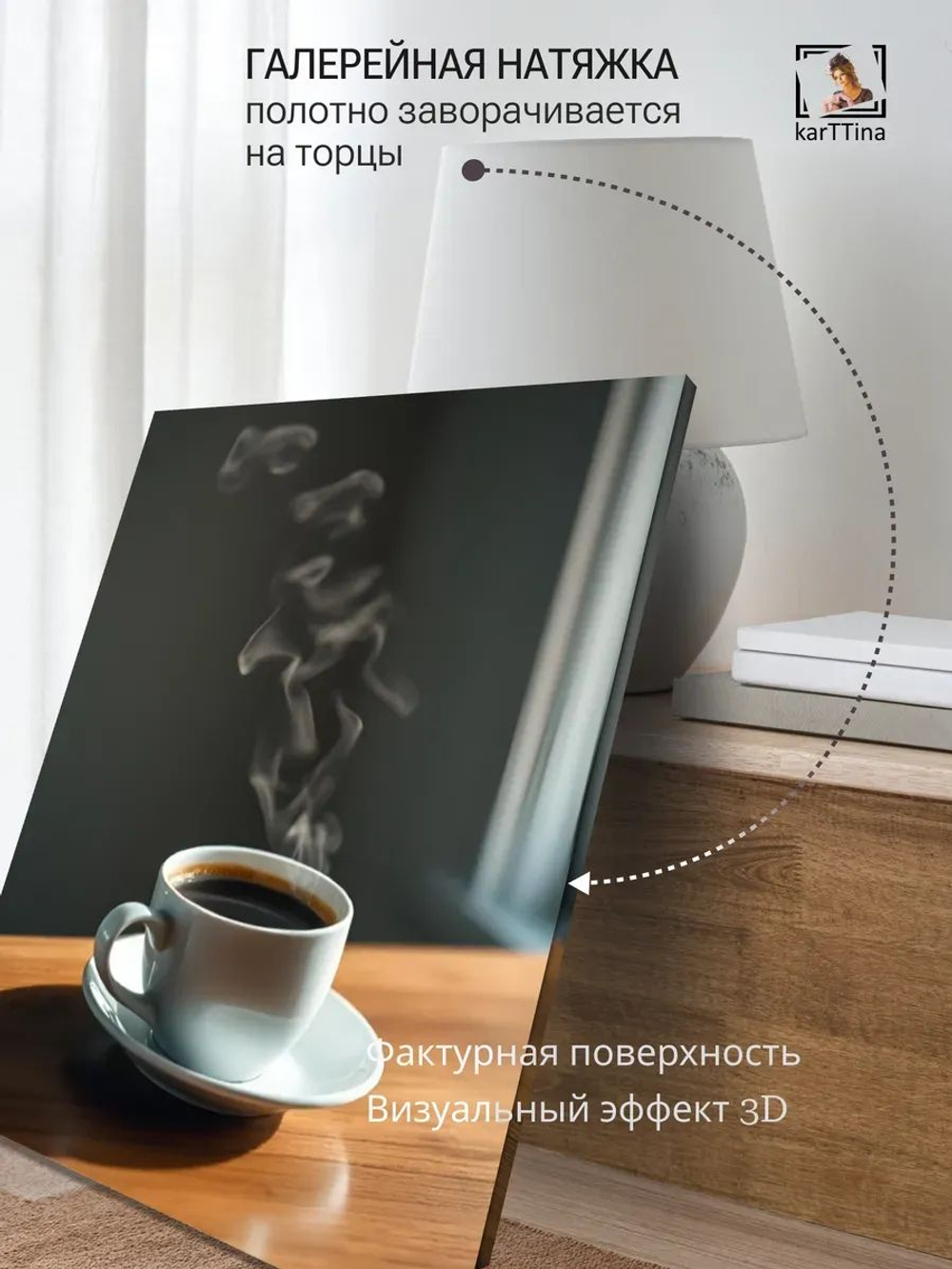 Картина Солнечный кофе интерьерная 30х40см 1шт., на деревянном подрамнике