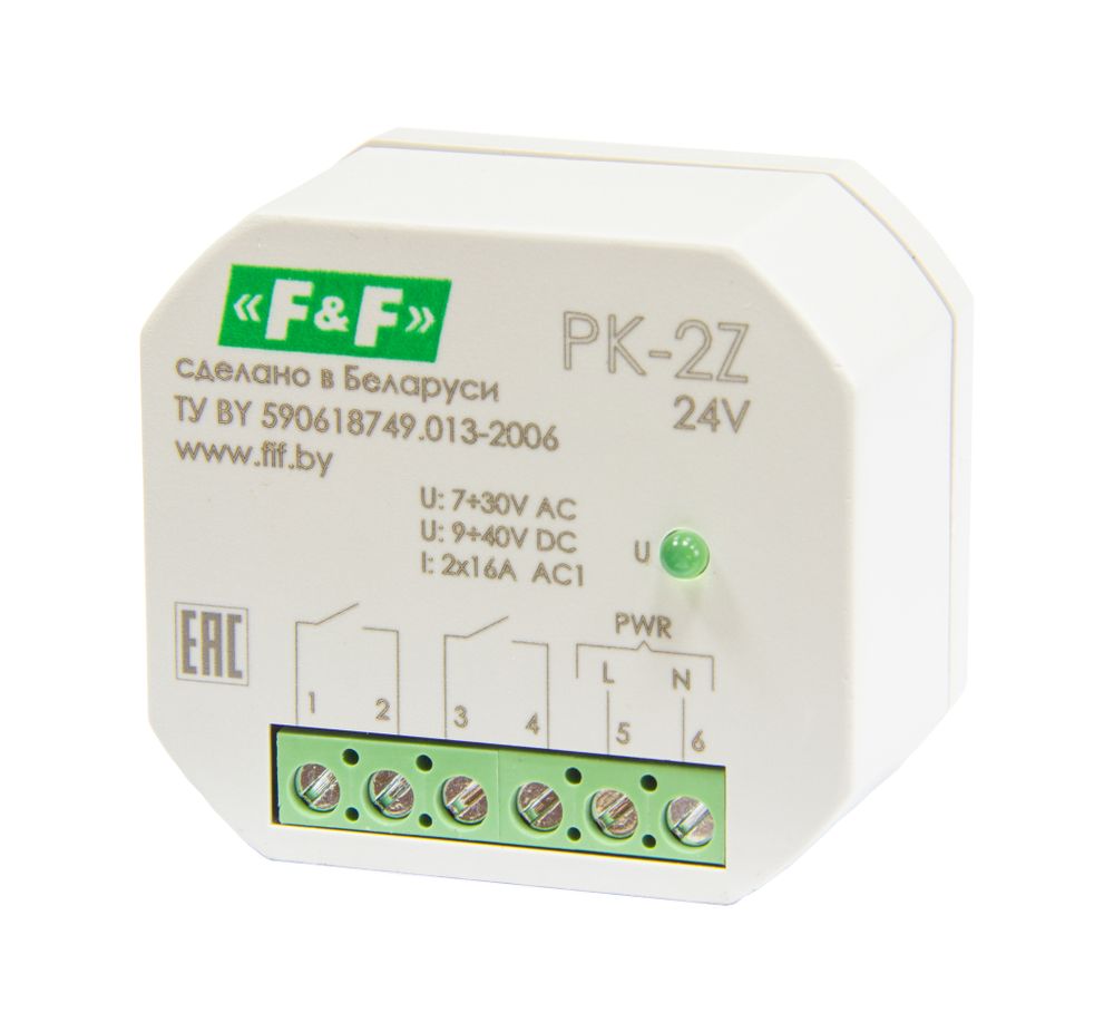 Реле промежуточное (электромагнитное) РК-2Z-24 16А 2NO IP20 7-30В AC 9-40В DC Реле промежуточное (электромагнитное) РК-2Z-24 16А 2NO IP20 7-30В AC 9-40В DC