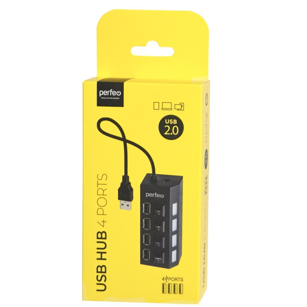 Perfeo USB-HUB 4 Port, (PF-H030 Black) чёрный