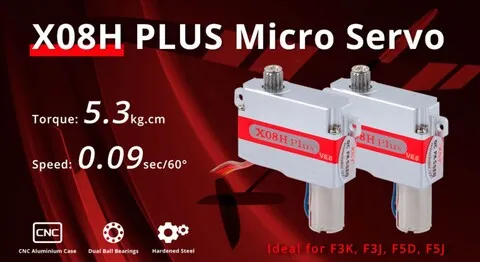Сервопривод KST X08H Plus V6.0 (2.4-5.3 кг/см, 0.12-0.18 сек/60°, 9 г, 120°) горизонт. ушки для планера