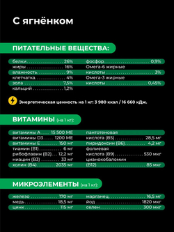 Корм сухой для взрослых собак породы Померанский шпиц (карликовый), с ягненком, 2,5 кг, QUATTRO
