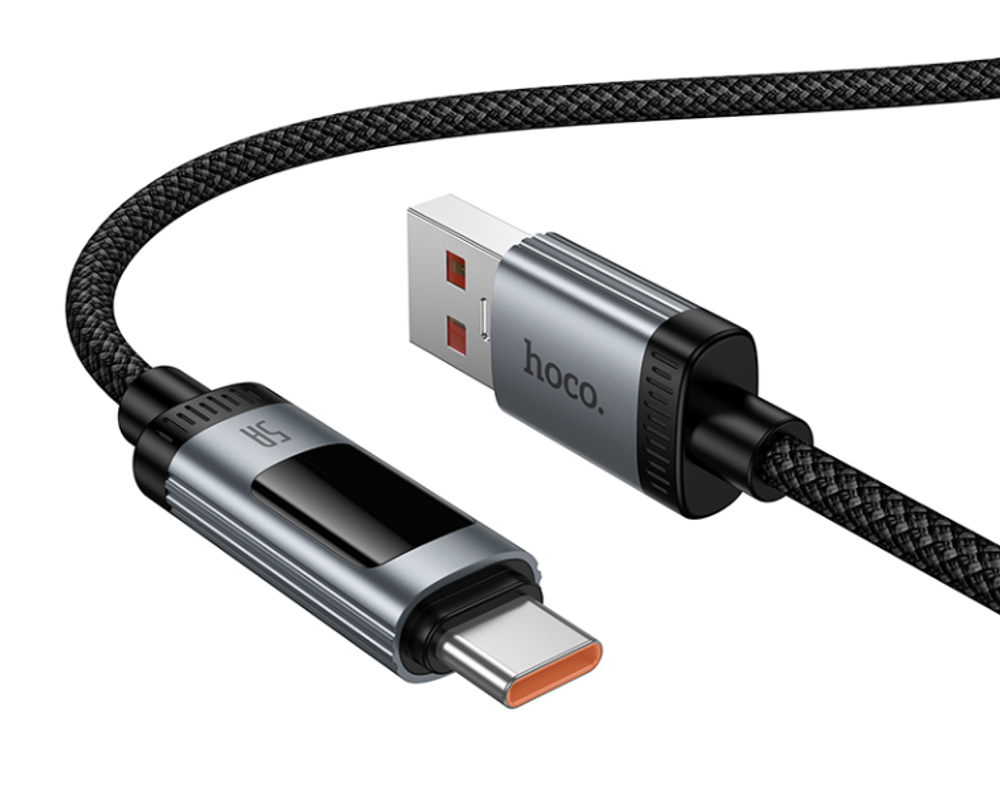 Usb Кабель-зарядка Type-C Hoco U148 100W 5A 1.2м в тканевой оплетке черный