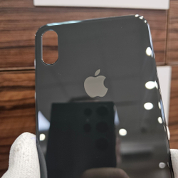 Крышка для iPhone XS Max - задняя стеклянная панель "премиум качество" (чёрного цвета)