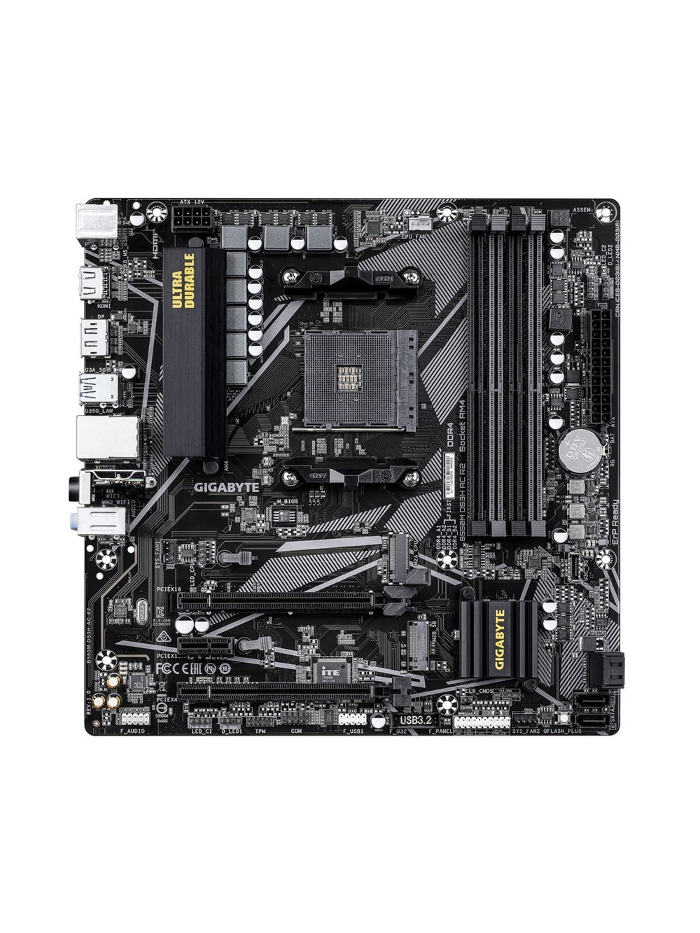 Материнская плата Gigabyte B550M DS3H AC R2 Soc-AM4 AMD B550 4xDDR4 mATX AC`97 8ch(7.1) GbLAN RAID+HDMI+DP