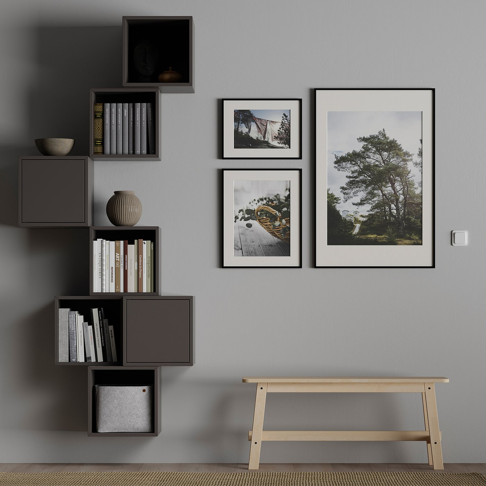 IKEA EKET  (ИКЕА ЕКЕТ)  -  Комбинация настенных шкафов - тёмно-серая 80x35x210 см