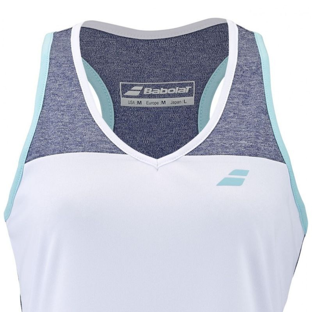 Топ теннисный Babolat Play Tank Top Woman - white/blue heather