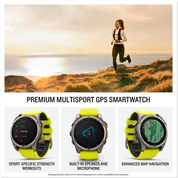 Умные часы Garmin Fenix 8 51 мм Solar Sapphire Titanium Желтый | Amp Yellow (010-02907-21)