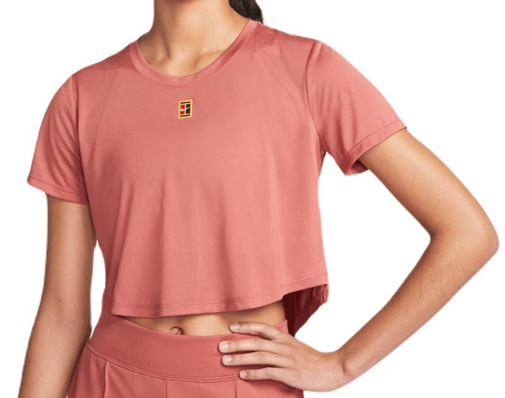 Женская футболка теннисная Nike Dri-Fit Heritage Short Sleeve Tennis Top - canyon rust