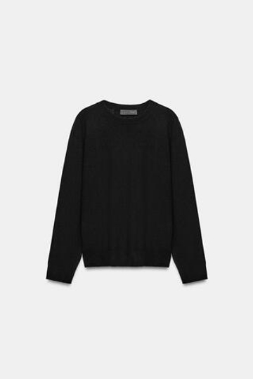 ZARA СВИТЕР ИЗ 100% ШЕРСТИ EXTRASOFT, ЧЕРНЫЙ