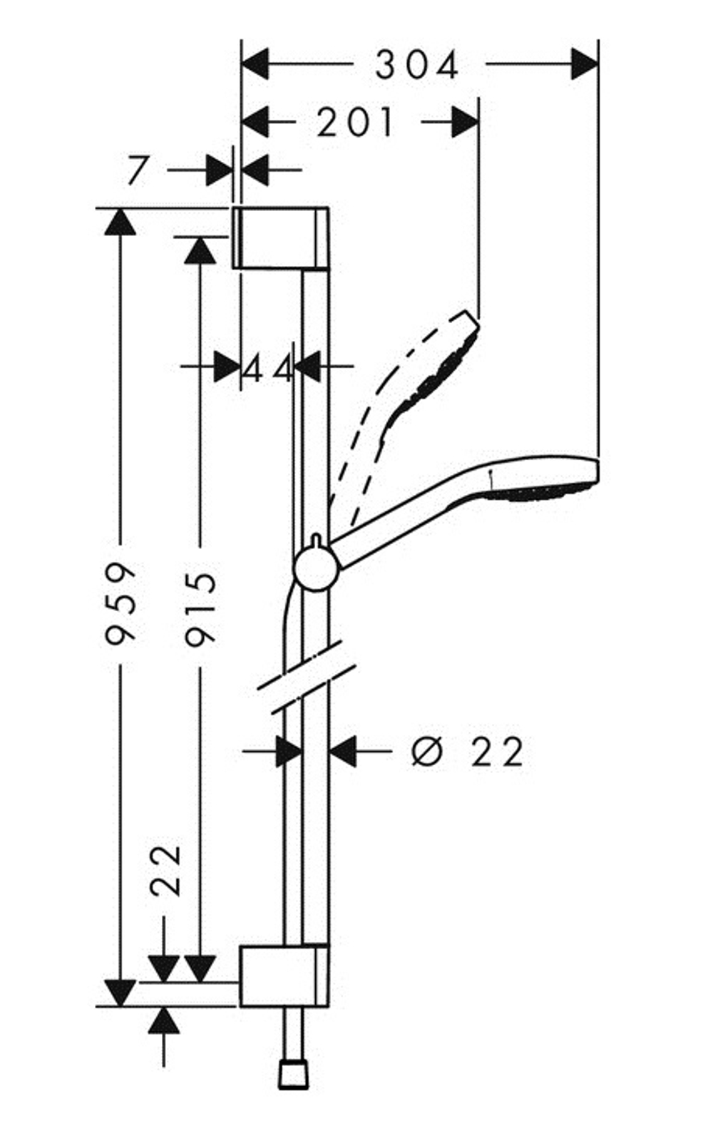 Душевой комплект Hansgrohe Croma Select E Vario 90см 26592400
