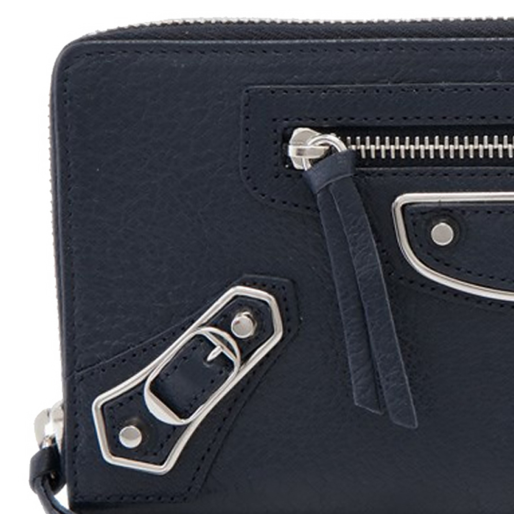 Balenciaga Zip Closure Goatskin Clutch Men"s Black