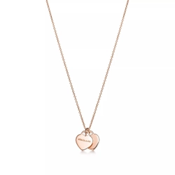 Подвеска из розового золота 18к , двойное сердце, Tiffany💝 ✨Exclusive ✨