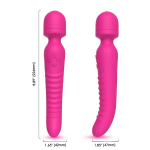 Ярко-розовый двусторонний wand-вибромассажер 22,5см с рифленой ручкой Silicone Toys Mission USK-W02
