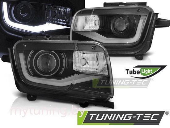 Передние фары Tube Light для Chevrolet Camaro V (09-13) черные