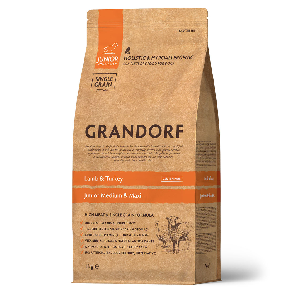 Grandorf DOG Lamb&Turkey JUNIOR 1 кг сухой корм для юниоров с ягненком и индейкой