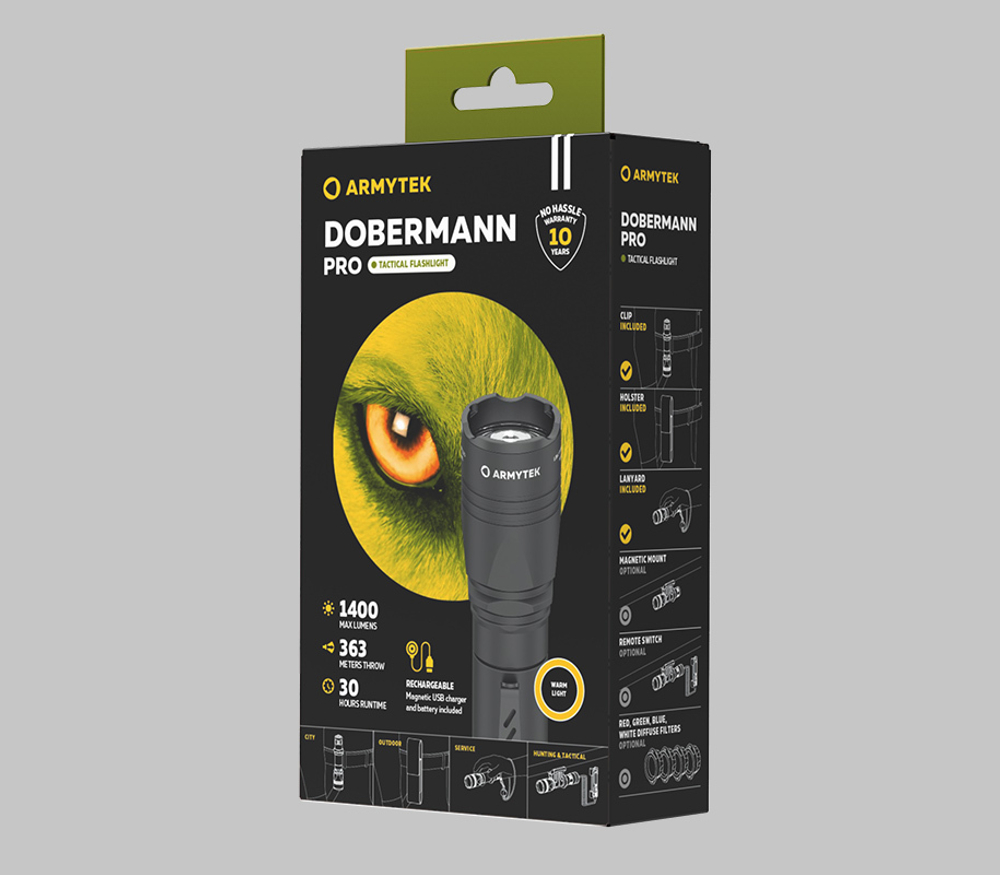 Тактический фонарь Armytek Dobermann Pro Magnet USB (теплый свет)