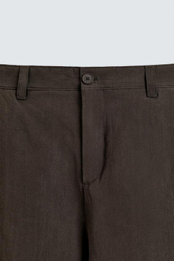 ZARA БРЮКИ СВОБОДНОГО КРОЯ СО СКЛАДКАМИ, КОРИЧНЕВЫЙ