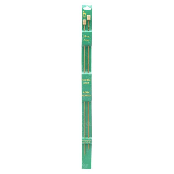 Спицы прямые Pony Bamboo ⌀2.0 мм, 33 см, бамбук, 2 шт, 66801