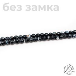 Нить бусин из агата черного с огранкой 6 мм