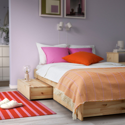 IKEA LAPPKATTFOT  (ИКЕА ЛАППКАТТФОТ)  -  Плед - ярко-оранжевый/розовый 130x170 см
