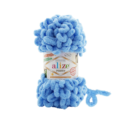 Пуффи (Puffy) пряжа Alize 100%микрополиэстер 5х100г/9,2 м 112 голубой