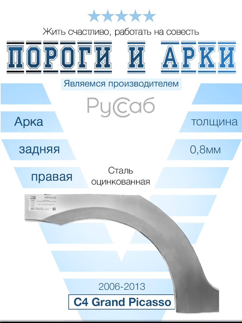 Арка правая Citroen C4 Grand Picasso 2006-2013