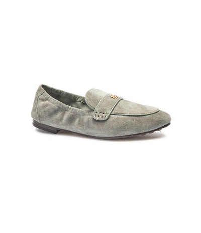 Кожаные мокасины ballet loafer TORY BURCH - серый(156836)