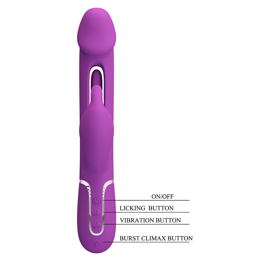 Фиолетовый вибратор-кролик 23,2см с фингерингом Pretty Love Twinkled Tenderness Kampas Flicking Vibrator Rabbit BW-500025-3