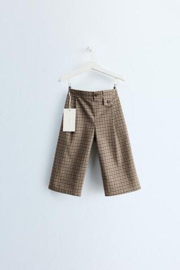 ZARA TIMELESS — БРЮКИ WIDE LEG В КЛЕТКУ, РЫЖЕВАТО-КОРИЧНЕВЫЙ