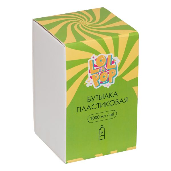 Бутылка пластиковая 1000 мл, 19х11 см, №01 розовый, Lol&Pop LLP-008