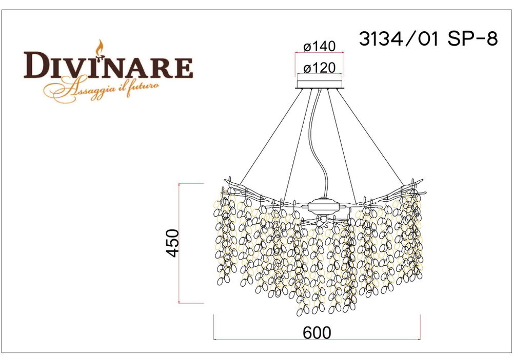 Подвесная люстра Divinare SALICE 3134/01 SP-8