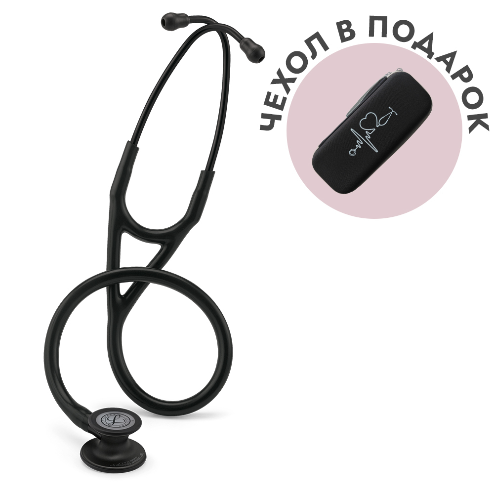 Стетоскоп Littmann Cardiology IV, черный, черная матовая акустическая головка, черный ствол (6163)
