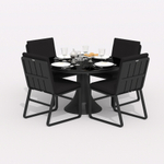 Обеденная группа Ideal Patio ДИВА ГИРА  каркас карбон, стол стекло диа 110, ткань черная