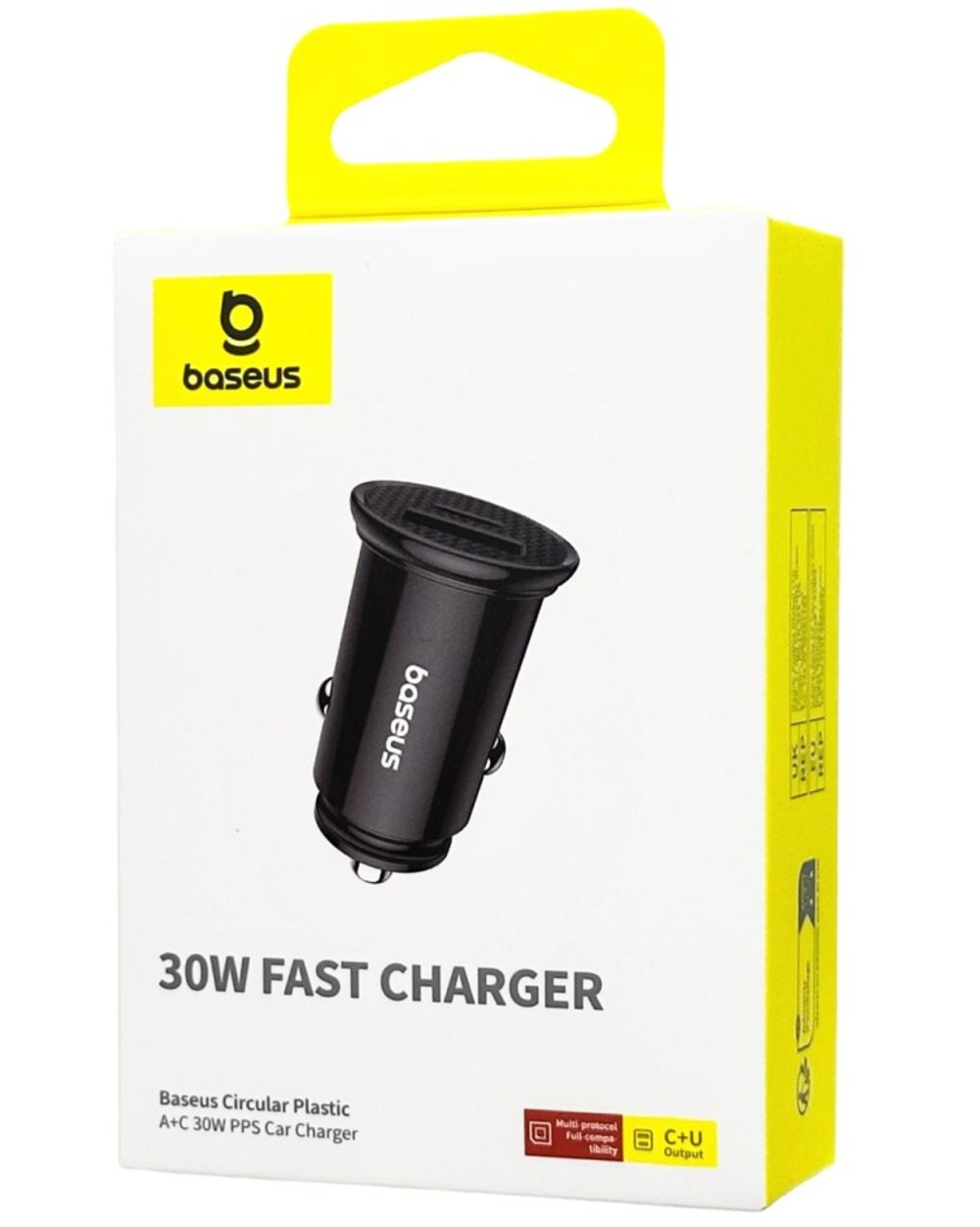 Автомобильное заряд. устр. Baseus Circular Plastic 1USB/1C 30W (CCALL-YS01) черное