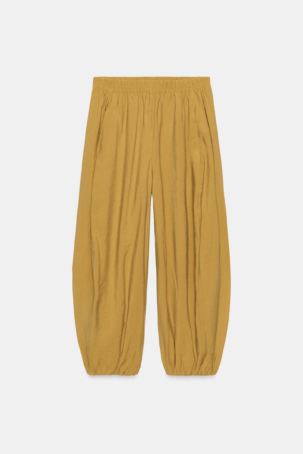 ZARA ОБЪЕМНЫЕ БРЮКИ-ШАРОВАРЫ, ГОРЧИЧНЫЙ