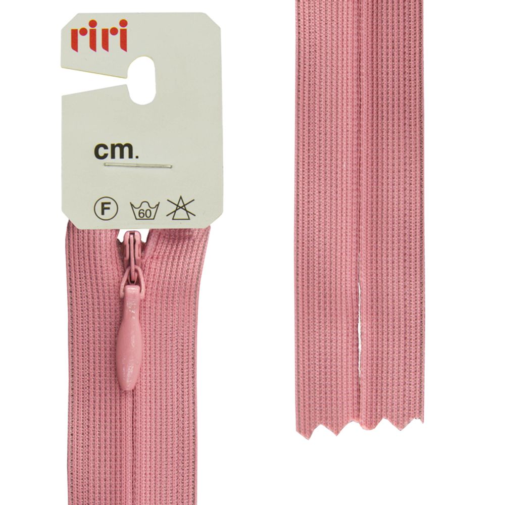 Молния потайная (скрытая) RIRI Т3 (3 мм) 1 зам., н/раз., 60 см, цв.2420, розовый хол., 10 шт