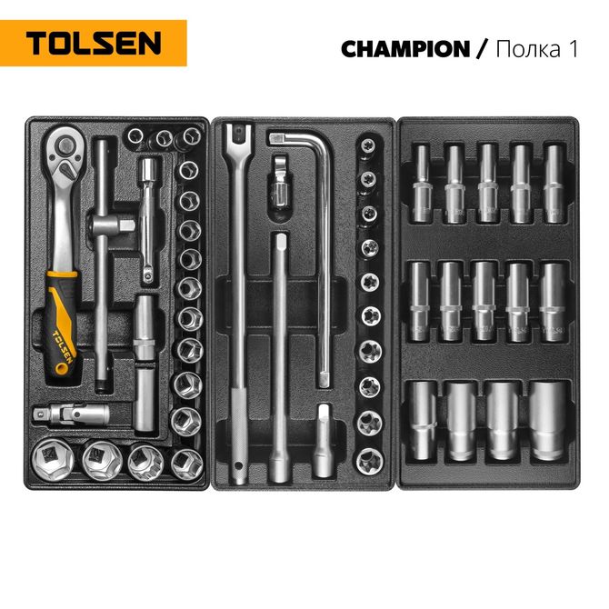 TOLSEN (TT85416-239) Набор инструментов "CHAMPION" для тележки, 18 ложементов, 239 предметов