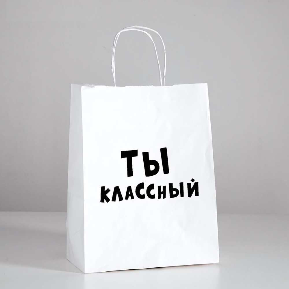 Пакет подарочный Ты классный 24х10х30 см
