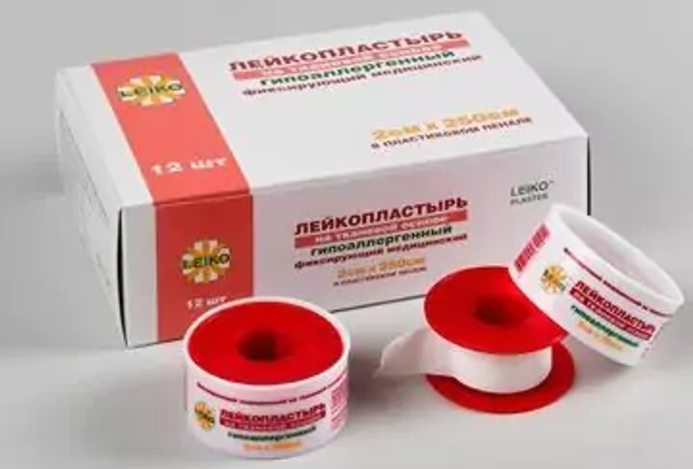 Лейкопластырь LEIKO ткан. осн. катуш. инд.уп. 2,0х500 пласт. пен. (12/360шт)