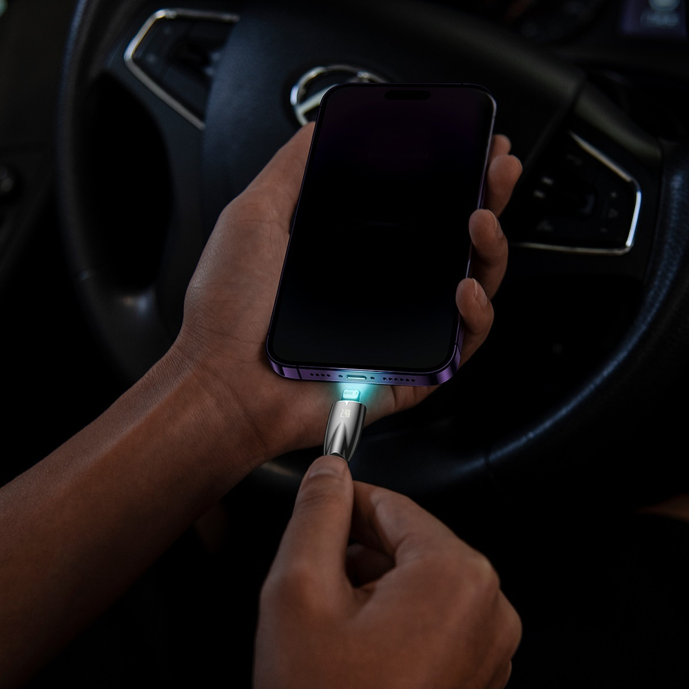 USB-A - Lightning Кабель Baseus Glimmer Charging+Data 2.4A 1-2m - Black