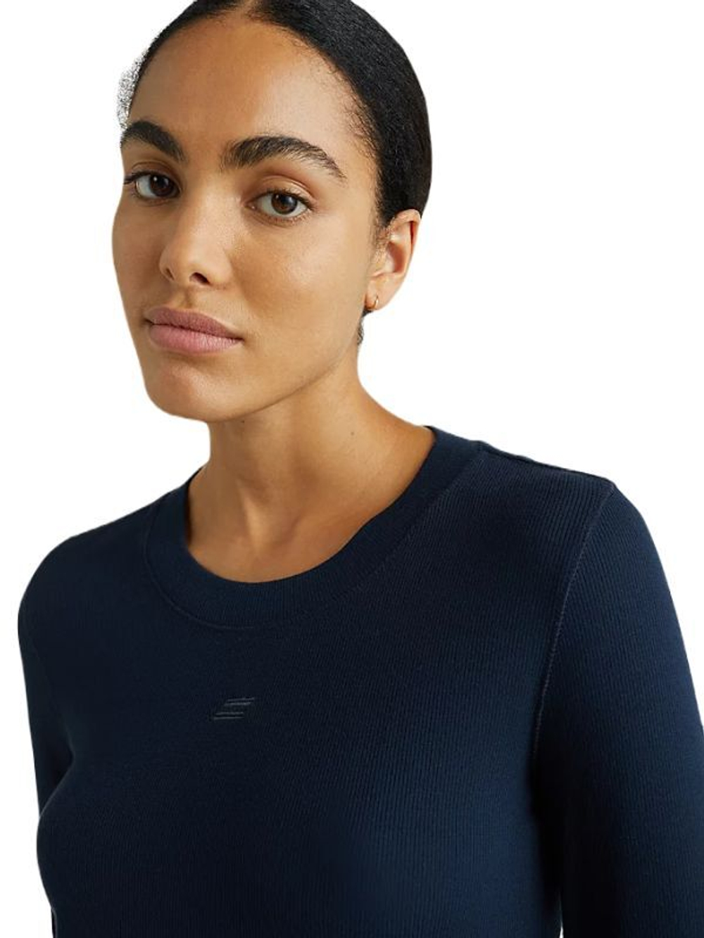 Женская теннисная футболка с длинным рукавом Tommy Hilfiger Slim Soft Modal Rib Cropped Tee - desert sky