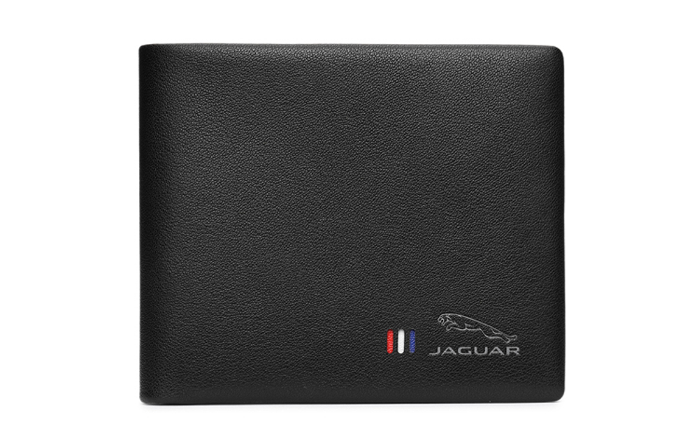 JAGUAR Cow Leather Wallet, Ticket Clip, Card Holder Men"s Black