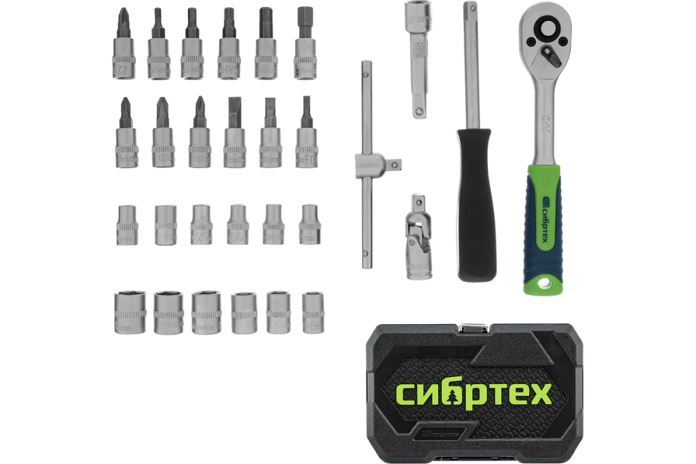 Набор инструментов СИБРТЕХ 1/4", пластиковый кейс, 29 предметов 13392