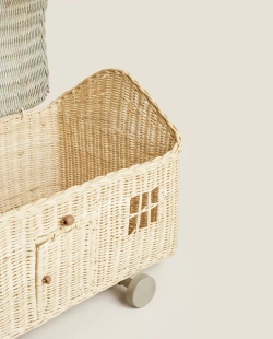 ZARA HOME КОРЗИНА В ФОРМЕ ДОМИКА ДЛЯ ХРАНЕНИЯ ДЕТСКИХ ИГРУШЕК, СВЕТЛО-БЕЖЕВЫЙ